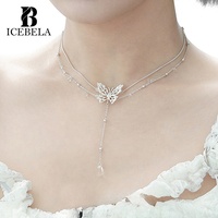 Unique polyvalent haut de gamme bijoux fins en gros 925 en argent Sterling goutte d'eau papillon gland pendentif colliers pour les femmes