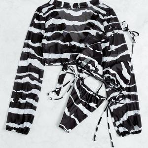 Maillots de bain trois pièces personnalisés 2022, maillots de bain à coupe haute, robe de bain, ensemble de bikinis trois pièces, ensembles de bikinis tie-dye - Product Image 3