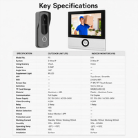 Videoportero Impermeable de 2 Cables con Pantalla Táctil de 7 Pulgadas, Sistema de Intercomunicación 1080P, Detección de Movimiento con App Tuya, 2 Años de Garantía para Kit de Villa