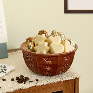 Bol en céramique de grande capacité de style moyen-oriental à motif de chameau, couleur orange clair brun, pour chocolat et desserts, prix de gros - Product Image 2