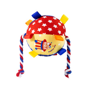 Squeaky Dog Toy Ball Plush Interactive <b>Bite</b> Resistant Pet Companion Toy Cartoon Pattern Polyester Material - Product Image 1