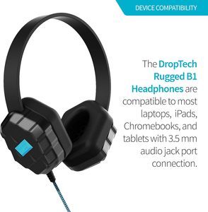Casque audio supra-auriculaire Gumdrop DropTech B1 pour les élèves et les enseignants des écoles du primaire au secondaire, testé contre les chutes, robuste et fiable, noir - Product Image 5