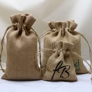 Sac à cordon en toile de jute de chanvre personnalisé Pochette cadeau pour bijoux - Product Image 4