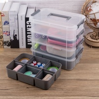 Conteneur de rangement en plastique pour bureau et loisirs créatifs 10QT, organisateur de couture durable à 4 niveaux, 2 plateaux amovibles, kit DIY, design moderne