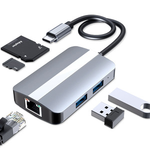 Usb-концентратор cantell 5 в 1 для USB3.0 + USB2.0 + 100mpbs ethernet + TF/SD-адаптер usb C док-станция для ноутбука macbook - Product Image 1