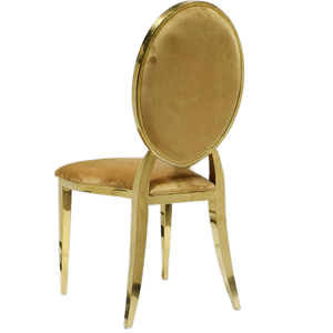 Chaises de salle à manger modernes de style Louis, design ovale blanc chromé et doré, empilables pour la maison, événements spéciaux, nouveau genre de métal durable - Product Image 4