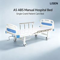 Lisen ABS-A5 Manuelles Krankenhausbett mit Verstellbarer Rückenlehne, 1-Kurbel-Funktion, Metallkonstruktion, Multifunktional für Zuhause