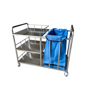 आधुनिक डिजाइन स्टेनलेस स्टील अस्पताल लिनन ट्रॉली धातु नर्सिंग कार्ट गंदे बैग सुविधा के साथ - Product Image 3