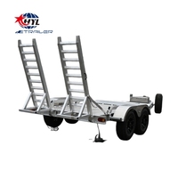 Remorque à essieux tandem en aluminium avec rampes de chargement amovibles pour mini-excavatrice et transport de machines