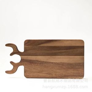 Tabla de cortar rectangular de madera Hangxu con mango de asta de ciervo, bandeja decorativa para mesa de comedor del hogar - Product Image 5