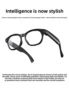 AI Smart <b>Glasses</b> D-Shaped Frame Plastic Titanium Real-Time Translation Voice Control Type-C Charging GY03 - Product Image 1