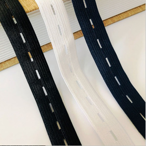 White/<span class=keywords><strong>Black</strong></span> Silk Knitted Webbing Flat <span class=keywords><strong>Elastic</strong></span> <span class=keywords><strong>Band</strong></span> com Button Hole DIY Vestuário Acessórios de Costura em 15/20/25/30mm Tamanhos - Product Image 3