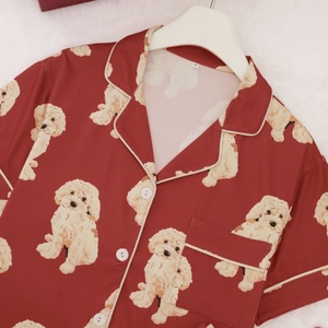 Conjunto de Ropa de Dormir de <span class=keywords><strong>Manga</strong></span> Corta con Estampado de Perro, Pijamas Divertidos para Mujer, Ropa de Dormir - Product Image 3