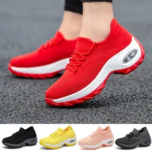 Frauen Tennis schuhe Luftkissen Sportschuhe High Heels Mesh Schnürung Weibliche Sockens chuhe Stock Thick Bottom Women Sneakers