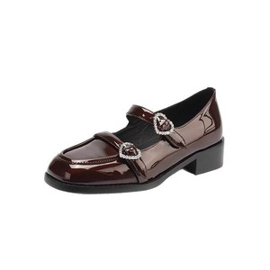 รองเท้าส้นเตี้ยหัวเหลี่ยมประดับเพชร สไตล์วินเทจ รุ่นใหม่รับฤดูใบไม้ผลิ ไซส์ใหญ่ ส้นหนา สำหรับผู้หญิง - Product Image 5