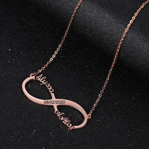 Parejas personalizadas enviar novia y <span class=keywords><strong>novio</strong></span> tallado infinito letras colgante personalizado infinito collar de dos nombres - Product Image 5