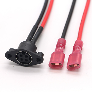 4 Pin DIN Female Socket to Red Black Crimp Terminal <b>Cable</b>, Power Harness for Electronic Equipment - Product Image 4