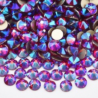 OLeeya Grosir Kristal Kaca Premium 2088 Flat Back Warna Biru Mengkilap AB Non Hotfix untuk Dekorasi Bikini