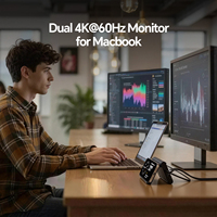 Station d'accueil PULWTOP pour MacBook, double moniteur 4K60Hz avec 2 HDMI, Ethernet, USB-A/C 10 Gbps, pour MacBook Pro/Air M4/M5 - Midnight