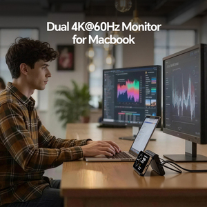 Base de Conexión PULWTOP para <span class=keywords><strong>MacBook</strong></span>, Monitor Dual 4K60Hz con 2 HDMI, Ethernet, USB-A/C 10Gbps, para <span class=keywords><strong>MacBook</strong></span> <span class=keywords><strong>Pro</strong></span>/Air M4/M5 - Color Medianoche - Product Image 3