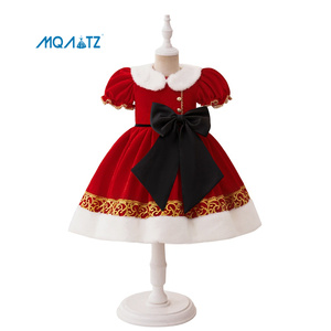 Vestido de Princesa Rojo con Lazo de Satén Floral para Niñas, Cuello Redondo, Formal, <span class=keywords><strong>Maxi</strong></span>, Traje de Fiesta Infantil con Apliques para la Temporada de Primavera - Product Image 1