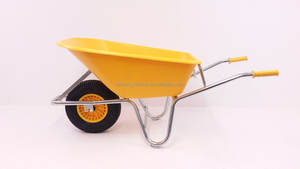 Brouette en plastique robuste de 100 litres avec plateau jaune à cadre en métal galvanisé pour la construction industrielle - Product Image 6
