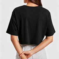 T-shirt court ample en viscose de bambou pour femme, haut de sport à manches courtes, col rond, non toxique