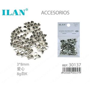 Ciondoli a Cuore in Metallo ILAN 3x8mm Placcati Argento per Creazione di Gioielli e Accessori - Product Image 1