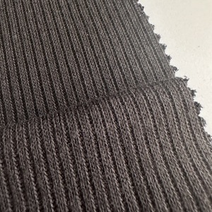 Mùa Đông May Ấm Mềm Mại 80% Rayon 17% Polyester 3% Spandex Màu Đen 2*2 Gân Trở Lại Chải Vải Cho Áo Len Và Quần - Product Image 6