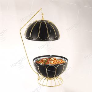 Basketbal Vorm Rvs Chafing Schotel Draadrek Roll Top Buffetwarmer Opknoping Cover Wit Verwarmend Materiaal - Product Image 3