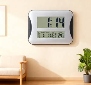 Phong cách hiện đại bàn kỹ thuật số lớn LCD Đồng hồ báo thức đa mục đích vĩnh viễn lịch với nhiệt độ tường treo pin Powered - Product Image 2