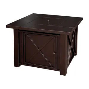 Rosso Ember Fiorentina 42 in. Tavolo quadrato Propano Buca per il Fuoco con Vimini Base - Product Image 3