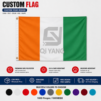Drapeau de pays en gros 150D Polyester volant personnalisé Logo impression 3 * 5ft Côte d'Ivoire drapeau porte-drapeau pour voitures