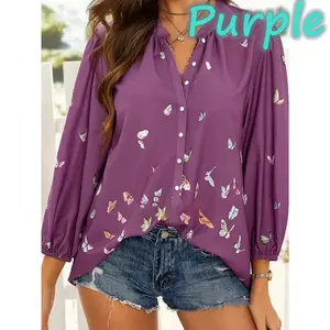 New Fashion Best Selling Women Long Sleeve Floral Print Shirt Blouse Tops Customize Chiffon Office Blouse 2021 Summer Tops