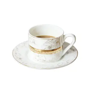 Light luxury tulip bone china afternoon tea set cup and saucer set household exquisite high-end ceramic coffee cup