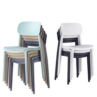 Chaise de salle à manger en plastique de style nordique, sans accoudoirs, non pliable, minimaliste, moderne, avec dossier, pour la maison, les salons de thé et les salons de maquillage