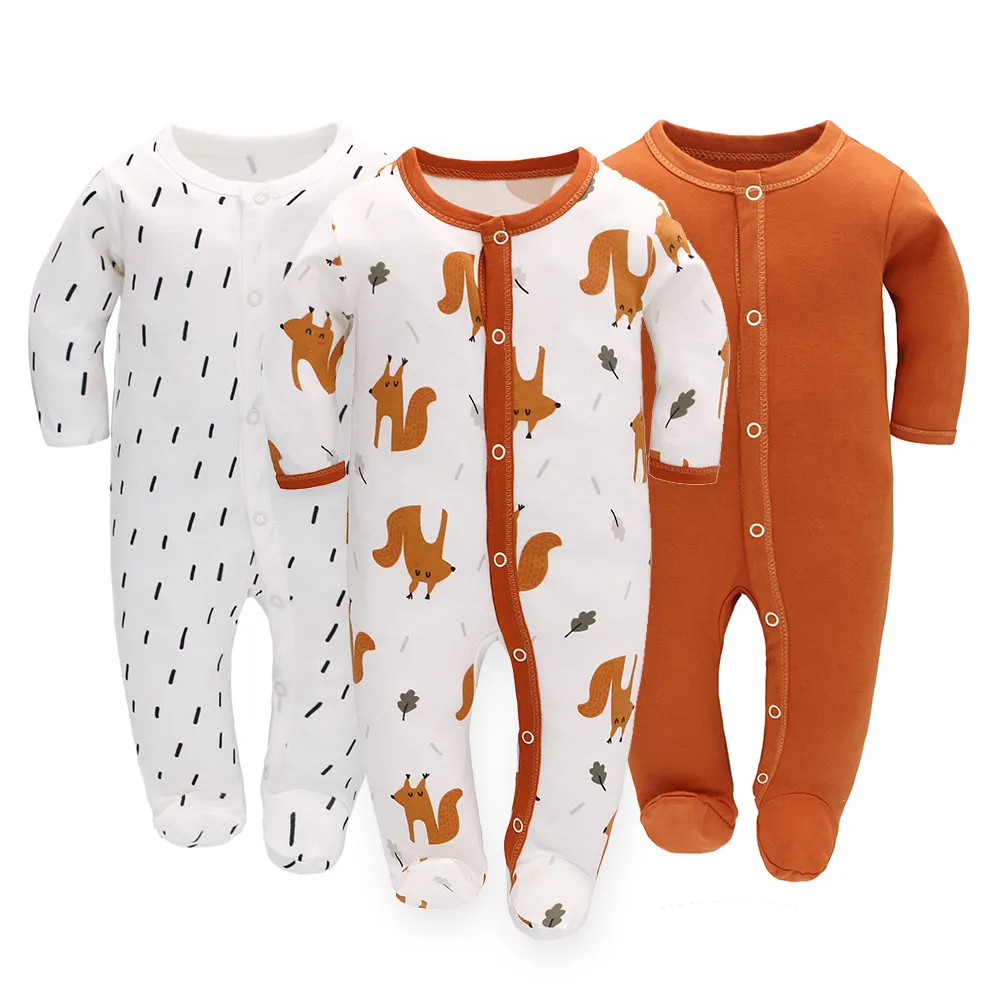 Pijama personalizado sin pies para bebés, pelele Floral transpirable, 100% algodón, 3 paquetes