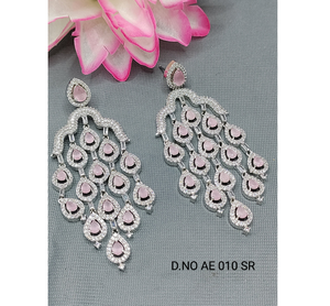 Classic Teardrop Stone Studded American <b>Diamond</b> <b>Earrings</b> Premium Cubic Zirconia Statement <b>Earrings</b> for Women Bridal Wedding - Product Image 5