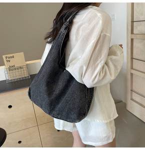 Personalizar coreano al por mayor las mujeres casual <span class=keywords><strong>jeans</strong></span> liso denim <span class=keywords><strong>shopper</strong></span> hombros bolsas de mano - Product Image 6