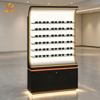 Exhibidor Vertical Retroiluminado para Gafas de Sol, Mueble de Exhibición Óptico de Lujo con Estantes de Vidrio Templado e Iluminación LED