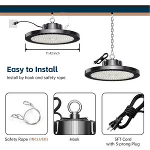 Éclairage industriel UFO à haute luminosité 150W-300W, en aluminium, pour entrepôt, garage, <span class=keywords><strong>atelier</strong></span>, IP65, 5 ans - Product Image 5