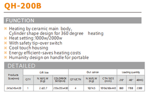 Calentador Cerámico K-Style de 2000W y 360° al por Mayor |   Equipo Metálico Independiente, Portátil y Energéticamente Eficiente para Restaurantes, Cafeterías y Oficinas - Product Image 3