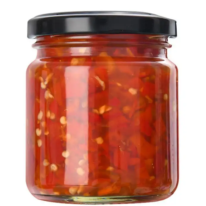 Toptan 8oz gıda saklama kabı boş temizle yuvarlak cam reçel kavanozları 240ml şişe tencere sıcak sos turşu Chili Canning için