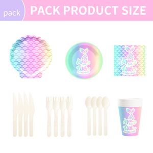 DAMAI - Juego de Vajilla con Temática de Sirena para Fiesta de Cumpleaños, con Platos, Vasos y Servilletas para 8 Personas - Product Image 6