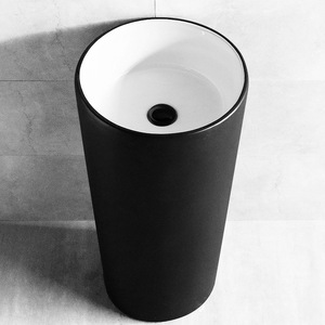 Ceramic Pedestal <b>Basin</b> <b>Round</b> Floor Standing One Piece Easy Cleaning Bathroom Sink - Product Image 1