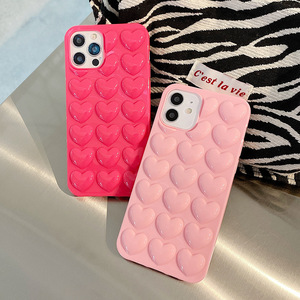 Custodia morbida per telefono in TPU per ragazze 3D Love Heart Candy Color per iPhone 13 12 11 Pro Max 12 Mini XS Max XR XS 7 8 Plus - Product Image 6