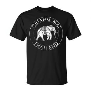 Camiseta Chiang Mai Thailand Elephant, color negro, unisex, talla para adultos - Product Image 2
