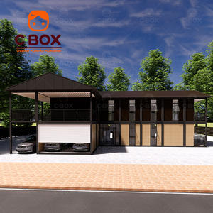 Cbox Villa préfabriquée de luxe sur mesure à 2 étages, hôtel mobile, bureau, bâtiment avec garage sur le toit, maison modulaire en conteneur à structure plate - Product Image 1