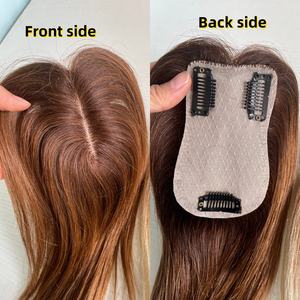 Nuovi Topper per <span class=keywords><strong>Capelli</strong></span> Lisci con Chiusura in Pizzo, 100% <span class=keywords><strong>Capelli</strong></span> Umani Cinesi, per Donne con <span class=keywords><strong>Capelli</strong></span> Sottili, Base in Seta, <span class=keywords><strong>Capelli</strong></span> Remy, Densità 150% - Product Image 4