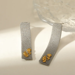 Boucles d'oreilles en forme d'étoile à huit branches, de feuille et de lune, en acier inoxydable 304 plaqué or 18 carats, avec zircon, bijoux multicolores, style contrasté en métal - Product Image 6